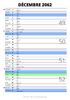 calendrier décembre 2062 au format portrait pour prendre des notes