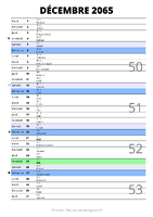 calendrier décembre 2065 au format portrait pour prendre des notes