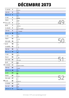 calendrier décembre 2073 au format portrait pour prendre des notes