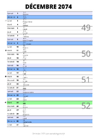 calendrier décembre 2074 au format portrait pour prendre des notes