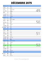 calendrier décembre 2075 au format portrait pour prendre des notes