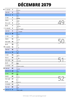 calendrier décembre 2079 au format portrait pour prendre des notes