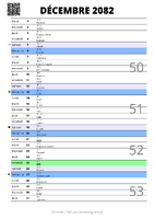 calendrier décembre 2082 au format portrait pour prendre des notes