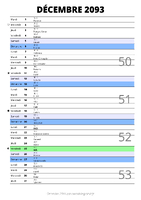 calendrier décembre 2093 au format portrait pour prendre des notes