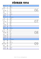 calendrier février 1914 au format portrait pour prendre des notes