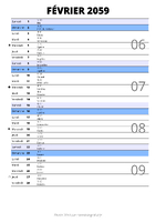 calendrier février 2059 au format portrait pour prendre des notes