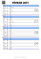 calendrier février 2071 au format portrait pour prendre des notes