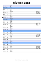 calendrier février 2081 au format portrait pour prendre des notes