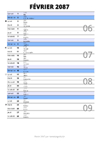 calendrier février 2087 au format portrait pour prendre des notes