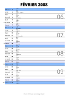 calendrier février 2088 au format portrait pour prendre des notes