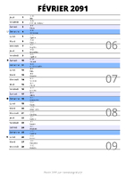 calendrier février 2091 au format portrait pour prendre des notes
