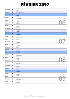 calendrier février 2097 au format portrait pour prendre des notes