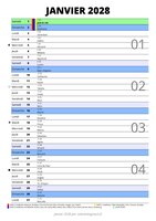 calendrier janvier 2028 au format portrait pour prendre des notes