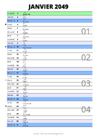 calendrier janvier 2049 au format portrait pour prendre des notes