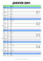 calendrier janvier 2061 au format portrait pour prendre des notes