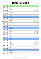 calendrier janvier 2068 au format portrait pour prendre des notes