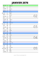 calendrier janvier 2076 au format portrait pour prendre des notes