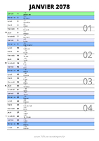 calendrier janvier 2078 au format portrait pour prendre des notes