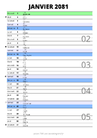 calendrier janvier 2081 au format portrait pour prendre des notes