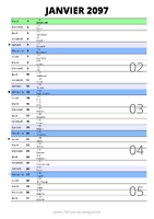 calendrier janvier 2097 au format portrait pour prendre des notes