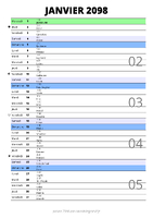 calendrier janvier 2098 au format portrait pour prendre des notes
