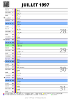 calendrier juillet 1997 au format portrait pour prendre des notes