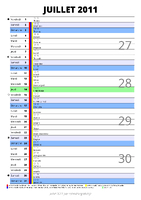 calendrier juillet 2011 au format portrait pour prendre des notes