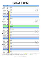 calendrier juillet 2012 au format portrait pour prendre des notes