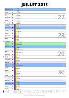 calendrier juillet 2018 au format portrait pour prendre des notes