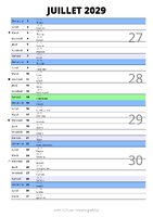 calendrier juillet 2029 au format portrait pour prendre des notes
