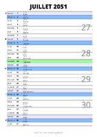 calendrier juillet 2051 au format portrait pour prendre des notes