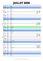 calendrier juillet 2056 au format portrait pour prendre des notes