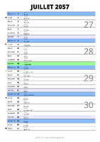 calendrier juillet 2057 au format portrait pour prendre des notes