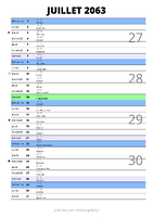 calendrier juillet 2063 au format portrait pour prendre des notes
