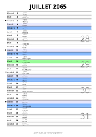 calendrier juillet 2065 au format portrait pour prendre des notes