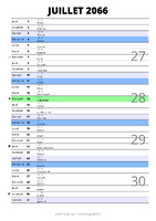 calendrier juillet 2066 au format portrait pour prendre des notes