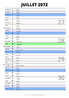 calendrier juillet 2072 au format portrait pour prendre des notes