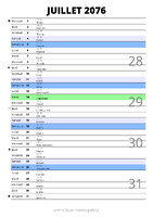 calendrier juillet 2076 au format portrait pour prendre des notes