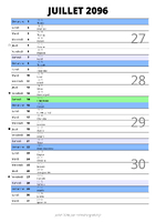 calendrier juillet 2096 au format portrait pour prendre des notes