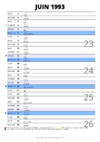 calendrier juin 1993 au format portrait pour prendre des notes
