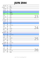 calendrier juin 2044 au format portrait pour prendre des notes