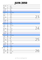 calendrier juin 2050 au format portrait pour prendre des notes