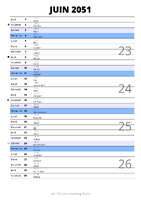 calendrier juin 2051 au format portrait pour prendre des notes