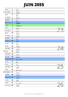 calendrier juin 2055 au format portrait pour prendre des notes