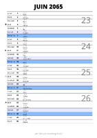 calendrier juin 2065 au format portrait pour prendre des notes