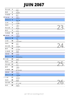 calendrier juin 2067 au format portrait pour prendre des notes