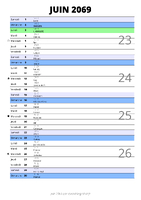 calendrier juin 2069 au format portrait pour prendre des notes