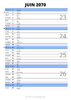 calendrier juin 2070 au format portrait pour prendre des notes