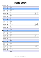 calendrier juin 2091 au format portrait pour prendre des notes