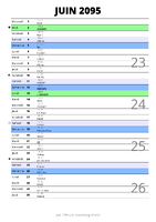 calendrier juin 2095 au format portrait pour prendre des notes